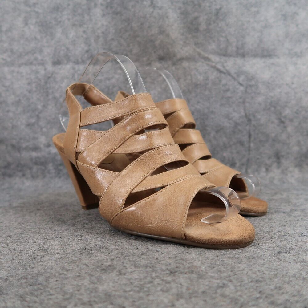 Aerosoles Shoes Womens 10 Sandal Pumps Fashion Comfort Slingback Brown Open Toe